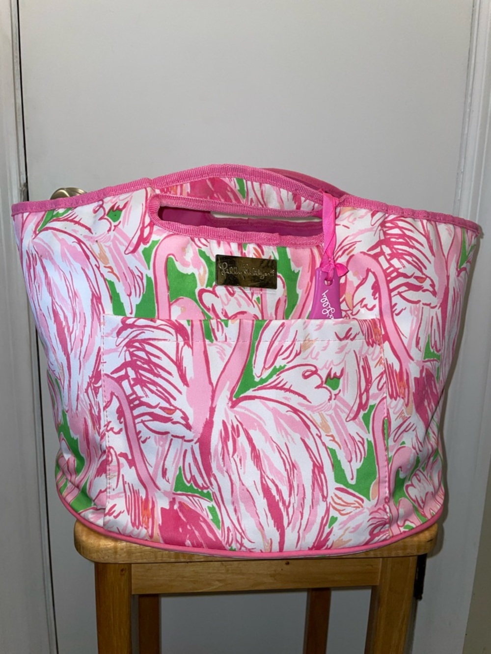 Lilly Pulitzer Pink Flamingo & Green Accent Tote